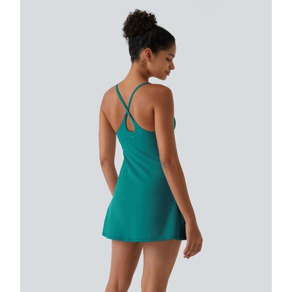 Halara SoftlyZero Plush Backless Active Dress-Easy Peezy Edition Quetzal Green - Picture 4 of 16